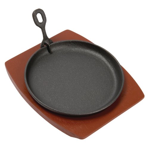Vogue Olympia - Fuente redonda de servir, de hierro fundido con soporte de madera, 22 cm Vogue Olympia - Fuente redonda de servir, de hierro fundido con soporte de madera, 22 cm