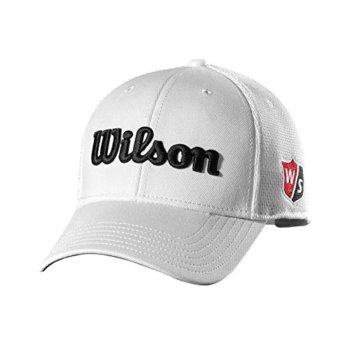 Wilson Staff Tour Mesh Cap Gorra de Golf, para Hombre, ala Curva, tamaño Ajustable, Blanco, OSFA