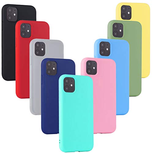 XinYue 9 x Funda iPhone 11, Cárcasa Silicona TPU, Funda Ultra-Delgado Flexible - [ Negro + Rojo + Rosa + Verde + Translúcido + Amarillo + Azul Claro + Verde Claro + Rosa Claro ]