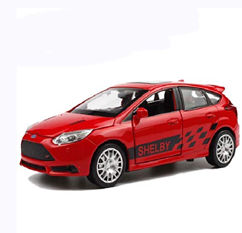 XIUYU Modelo de Coche una y Treinta y Dos de luz y Sonido Juguetes Modelo de Coche Ford Focus ST Adornos aleación Modelo de Coche de niños de simulación (Color: Rojo) hsvbkwm (Color: Rojo)