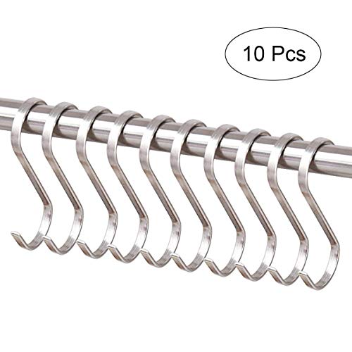 Xstar S Ganchos con forma de acero inoxidable Metal S Gancho para colgar Percha multiusos para utensilios de cocina, baño, dormitorio (10 ganchos) Xstar S Ganchos con forma de acero inoxidable Metal S Gancho para colgar Percha multiusos para utensilios de cocina, baño, dormitorio (10 ganchos)