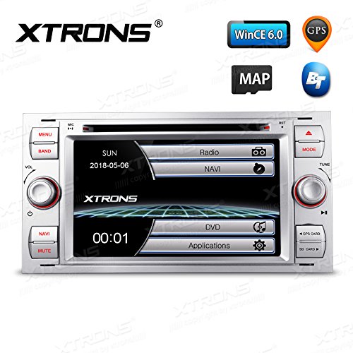 xtrons® Plata 7 Pulgadas HD de pantalla táctil estéreo del coche reproductor de DVD con navegador GPS, Bluetooth, RDS Radio de pantalla Función Mirroring para Ford Focus S-Max Mondeo