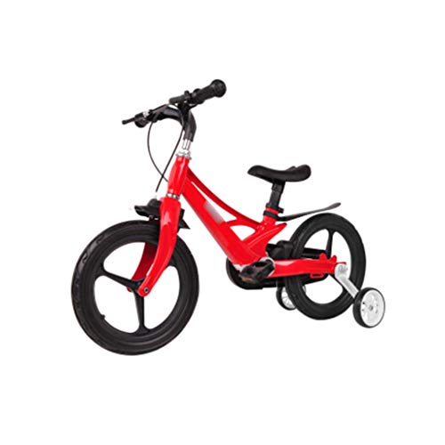 Yan qing shop Infantil Cuadro de la Bicicleta 4-6-9 Años de Edad de aleación de magnesio Integrado Auxiliar Bicicleta con Ruedas Super Light 16 Pulgadas (Color : Rojo)