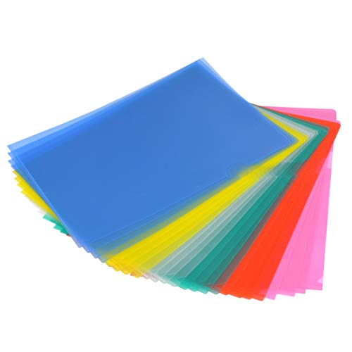 YOTINO 24 Pcs Portafolios de Plástico Transparente Tamaño A4 Cubierta de Protección de Archivo File Archivos de Cubierta de Proyecto (6 colores diferentes)