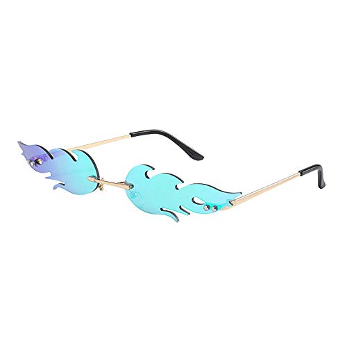 YTJHFA Gafas de sol de llama/espejos polarizantes/gafas de sol de moda de moda/gafas de sol sin marco de metal/gafas europeas-americanas/ligero/de gama alta/personalidad, azul, 150 x 150 x 58 mm