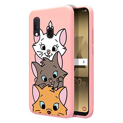 ZhuoFan Funda Samsung Galaxy A20e, Cárcasa Silicona Rosa con Dibujos Diseño Suave Gel TPU Antigolpes de Protector Piel Case Cover Bumper Fundas para Movil Samsung GalaxyA20e, 3 Gato