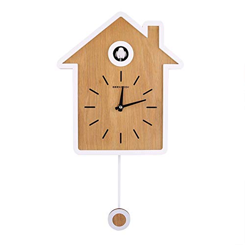 Zouminyy Reloj de Pared, diseño de Estilo nórdico Reloj de Cuco Moderno Simple Reloj de Informe Reloj Giratorio Reloj de Pared(Blanco)