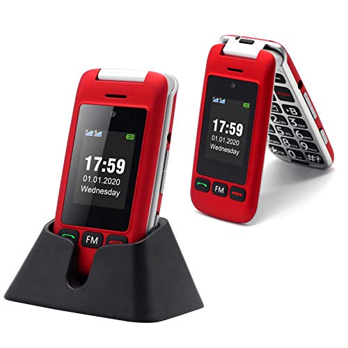 Artfone Flip Teléfono móviles para Personas Mayores con Teclas Grandes con Pantalla de 2.4 Pulgadas, Fácil de Usar para Ancianos, con MMS, SOS Botón, Cámara - Rojo Artfone Flip Teléfono móviles para Personas Mayores con Teclas Grandes con Pantalla de 2.4 Pulgadas, Fácil de Usar para Ancianos, con MMS, SOS Botón, Cámara - Rojo