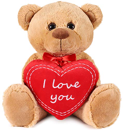 BRUBAKER Oso / Osito de Peluche con 'I Love You' de corazón - 35 cm - Marrón