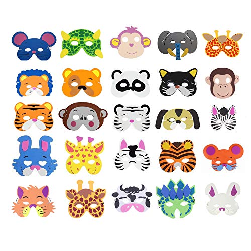 Cosoro - 25 máscaras de animales de espuma EVA para bolsas de fiesta, baile de máscaras, fiestas de cumpleaños, Navidad, Halloween Cosoro - 25 máscaras de animales de espuma EVA para bolsas de fiesta, baile de máscaras, fiestas de cumpleaños, Navidad, Halloween