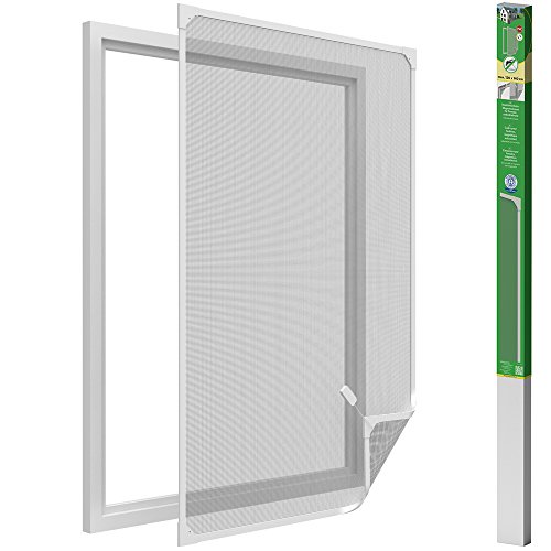 easy life Mosquitera para ventanas con cuadro magnético en PVC fácil de instalar - Sin necesidad de perforar y acortable individualmente, Color:Blanco, Talla:120 x 140 cm
