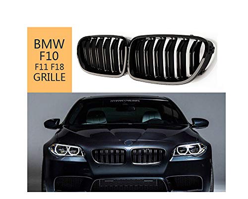 Parrillas frontales para BMW5 Series F10 F11 M5 2010-2017, ABS negro brillante de doble lámina.