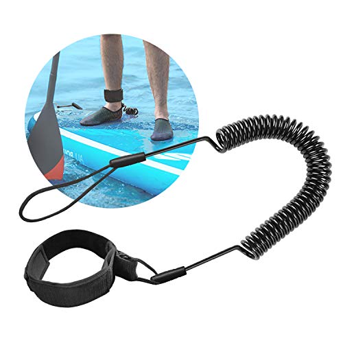 Tusenpy Leash de Tabla de Surf de 10 pies Correa de Surf Cuerda para Pierna, Tabla de Paddle de pie Correa de Tobillo Tabla de Soporte Correa TPU en Espiral Seguridad para el Surf (Negro)