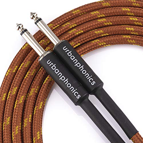 Urbanphonics Cable Profesional Calidad para Guitarra Eléctrica, Electroacústica, Bajo, y Teclados - Deluxe Trenzado Tweed - Color Cobre - Estándar 1/4 Jack a Jack - 10 pies (3m) - Garantizado Urbanphonics Cable Profesional Calidad para Guitarra Eléctrica, Electroacústica, Bajo, y Teclados - Deluxe Trenzado Tweed - Color Cobre - Estándar 1/4 Jack a Jack - 10 pies (3m) - Garantizado