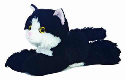 Aurora Flopsie - Gato de Peluche (20,3 cm), Color Negro y Blanco