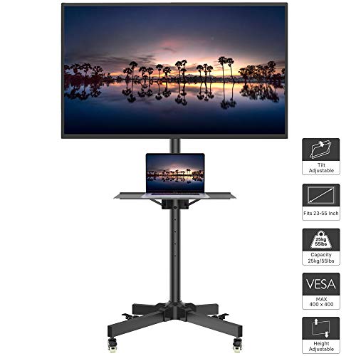 BONTEC Portátil TV Soporte de Suelo para Pantalla Plana Móvil Carro de exhibición Trole 23”-55" Plasma/LCD/LED