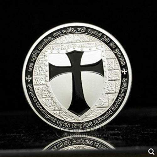 Caballero alemán Guerrero Escudo Sagrado Plateado en Plata Moneda Conmemorativa Amor Extranjero Colección de Monedas Negras Tamaño de Medalla: 40 mm * 3 mm