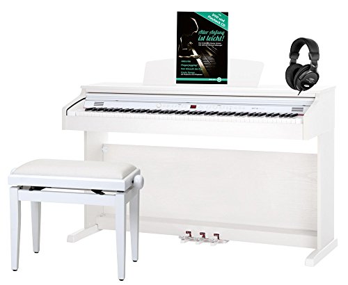 Classic Cantabile DP-50 WM piano, blanco mate, con banqueta, auriculares