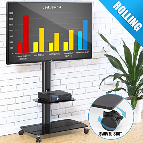 FITUEYES Soporte Móvil de TV de 32 a 65 Pulgadas con 2 Estantes Soporte Giratorio de Suelo para TV LCD LED OLED Plasma Plano Curvo TT206503GB FITUEYES Soporte Móvil de TV de 32 a 65 Pulgadas con 2 Estantes Soporte Giratorio de Suelo para TV LCD LED OLED Plasma Plano Curvo TT206503GB