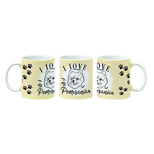 Juego de taza y posavasos a juego con texto "I Love My Pomeranian" Juego de taza y posavasos a juego con texto "I Love My Pomeranian"