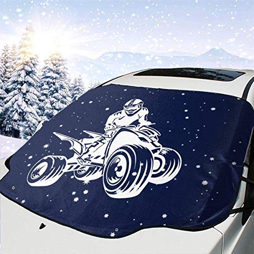 Kejbr Quad Bike Silhouette Winter Windshield Snow Ice Cover Car Front Windshield Cover Winter Snow Protection for Car SUV Trucks Minivans Windsheild Sun Shade Defense No Scratches