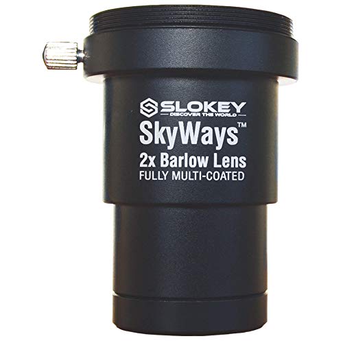 Lente Acromática Barlow 2X Pro Slokey SkyWays de Calidad Óptica Superior tratada con FMC y Anti-reflejante para una Imagen Nítida y Luminosa - Súper Ligera, Compacta y Resistente (1,25”)