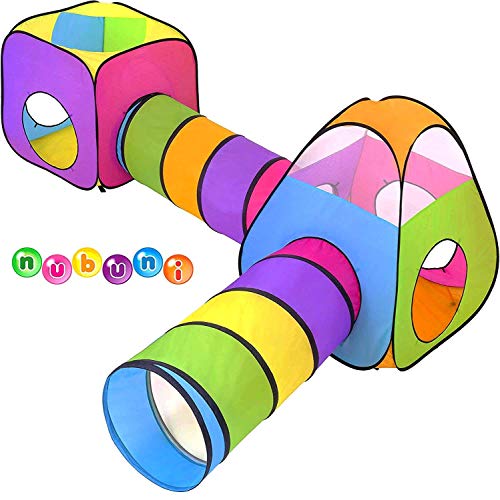 NUBUNI 4 en 1 Tienda Campaña Infantil : 2 Casitas Tela + 2 Tunel de Juego para niños : Plegable Parque Bebe Bolas Infantil Jardín Exterior Interior Juguetes Niño Niñas Bebes Casitas Tela Tipi