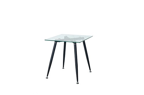 Premier DT5055 - Mesa de comedor cuadrada de cristal transparente y mesa de café con patas de acero con recubrimiento de polvo antracita