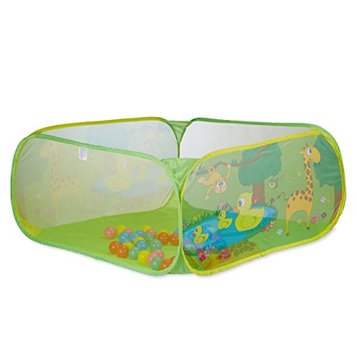 Relaxdays Piscina Bebés con 50 Bolas, Pop Up, A partir de 6 Meses, Poliéster, 50 x 110 x 110 cm, Verde, color (10022475) , color/modelo surtido