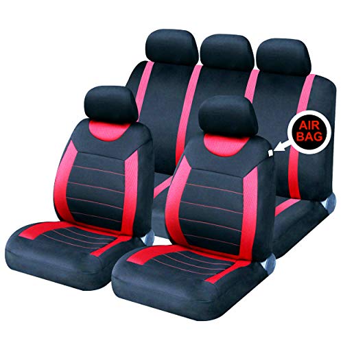 Sakura SS5293 Juego completo de fundas para asientos de coche, Rojo Sakura SS5293 Juego completo de fundas para asientos de coche, Rojo