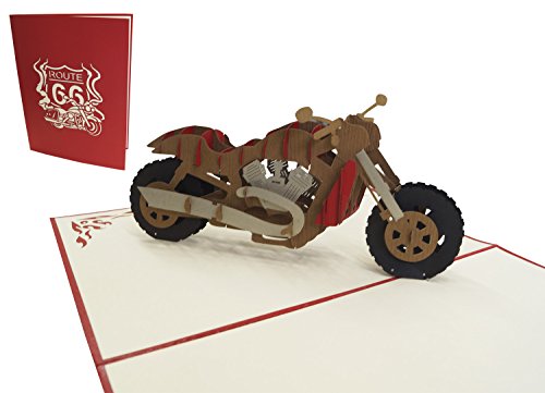 Tarjetas de felicitación Lin Pop Up 3d motocicleta, tarjetas de felicitación Tarjetas de cumpleaños tarjetas de cupones Moto (grande)