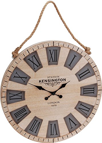 50 cm reloj de pared con números romanos de madera interior Retro reloj con cuerda para colgar