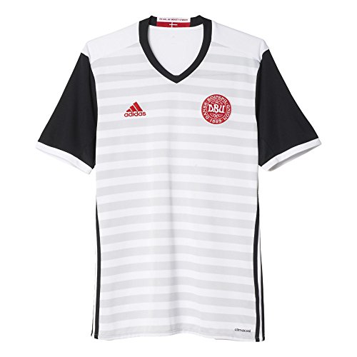 adidas Dänemark Auswärts Camiseta, Hombre, Gris/Blanco/Negro (Blanco/Negro), 2XL