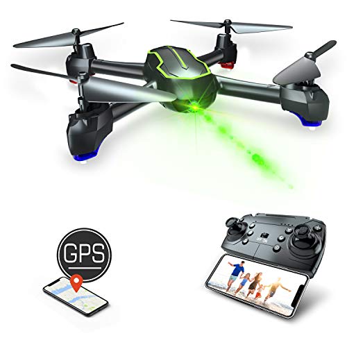 Asbww | Dron GPS con Cámara Full HD 1080p para Principiantes - Drone Cuadricóptero RC con Retorno Automático / Fotos y Vídeo HD 1080p / Transmisión en Tiempo Real FPV(Dos baterias)