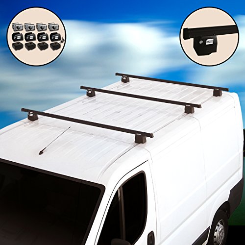 Autoshop - Barras portaequipajes con sistema antirrobo para furgonetas - Kit de 3 barras