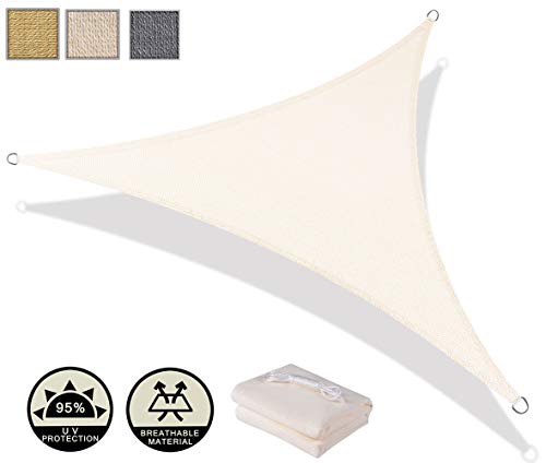 AXT SHADE Toldo Vela de Sombra Triangular 3,6 x 3,6 x 3,6 m, protección Rayos UV y HDPE Transpirable para Patio, Exteriores, Jardín, Color Beige AXT SHADE Toldo Vela de Sombra Triangular 3,6 x 3,6 x 3,6 m, protección Rayos UV y HDPE Transpirable para Patio, Exteriores, Jardín, Color Beige
