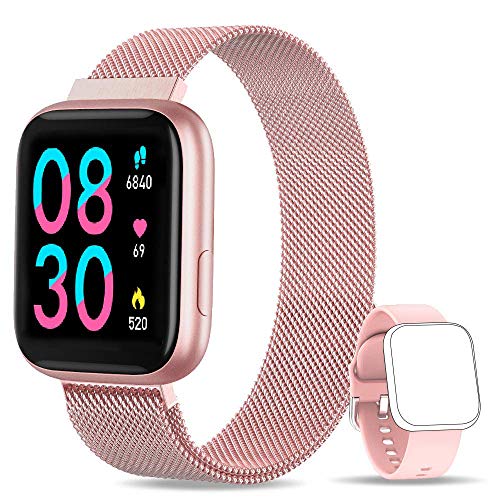 BANLVS Smartwatch, 1.4 Inch Reloj Inteligente IP67 con Pulsómetro Presión Arterial, Monitor de Sueño Podómetro Contador de Caloría, Smartwatch Reloj Inteligente Deporte para Hombre Mujer Rosa