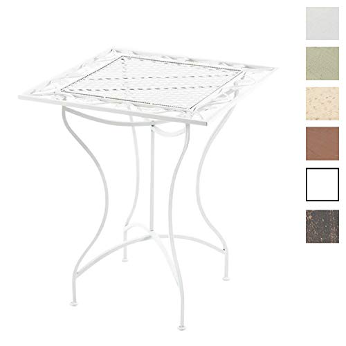 CLP Mesa de Jardín Asina en Hierro Forjado I Mesa Cuadrada con Altura de 72 cm I Mesa en Estilo Rústico I Color: Blanco