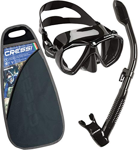 Cressi Ranger & Dry Kit máscara y Tubo, Unisex Adulto, Negro/Negro, Talla Única