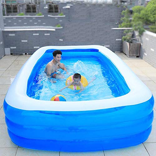 Eastbride Piscina Infantil Hinchable Familiares,Piscina Inflable de protección Solar Gruesa, bañera Exterior Cuadrada Azul y Blanca-2.62m,Piscina Hinchable para Plegable Diametro