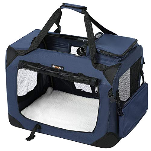 FEANDREA Bolsa de Transporte para Mascotas Transportín Plegable para Perro Portador Tela Oxford Azul Oscuro S 50 x 35 x 35 cm PDC50Z