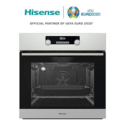 Hisense BI5229PX - Horno Pirolítico Multifunción,Clase A+, Gran capacidad 70L, Limpieza Pirolítica, 11 Programas, Guía telescópica incluida, Cristal extraíble de fácil limpieza, puerta blindada