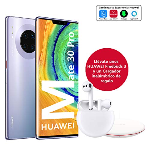 HUAWEI Mate30 Pro - Smartphone con Pantalla Curva de 6.53" (Kirin 990, 8 + 256 GB, Cuádruple cámara Leica, Batería de 4500 mAh), Color Space Silver + Freebuds 3 + Wireless Charger HUAWEI Mate30 Pro - Smartphone con Pantalla Curva de 6.53" (Kirin 990, 8 + 256 GB, Cuádruple cámara Leica, Batería de 4500 mAh), Color Space Silver + Freebuds 3 + Wireless Charger