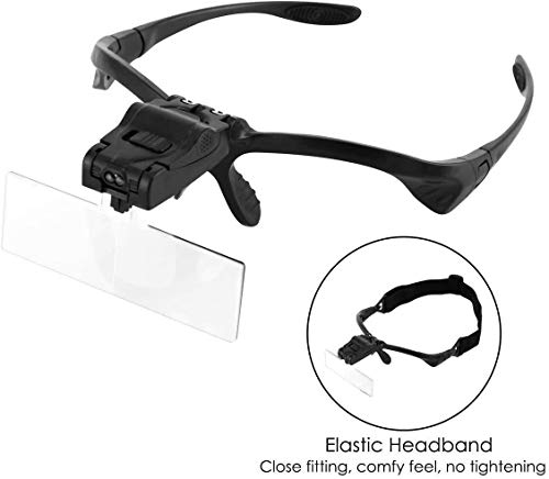 Joler 0404 - Lote de 5 lentes con lupa y lupa con lupa, herramienta de luces LED de aumento de ojo (1,0x 1,5 x 2,0 x 2,5 x 3,5 mm) Joler 0404 - Lote de 5 lentes con lupa y lupa con lupa, herramienta de luces LED de aumento de ojo (1,0x 1,5 x 2,0 x 2,5 x 3,5 mm)