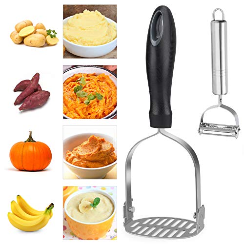 Machacador de Patatas,Pasapuré Puré de Patata,Trituradora de Patata de Acero Inoxidable Prensa Manual a Patatas, Vegetales y Frutas Machacador de Patatas,Pasapuré Puré de Patata,Trituradora de Patata de Acero Inoxidable Prensa Manual a Patatas, Vegetales y Frutas