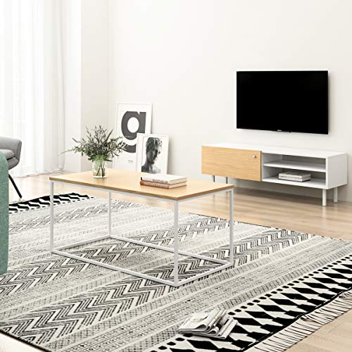 Mc Haus ODEIL- Mueble TV madera blanco salón, Diseño estilo Nórdico Mesa Televisión Comedor con 1 puerta, 2 compartimentos y patas de madera 110x35x40cm