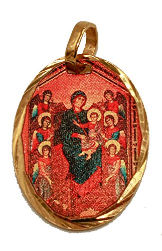 Medalla de Nuestra Señora de Ángeles de Diamantados de Florida chapada en Oro de 14 K con 18 Cadenas, Virgen de Los Ángeles Medalla