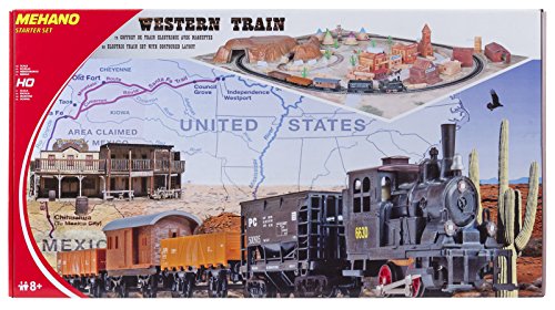Mehano T109 - Juego de tren eléctrico de carga y paisaje “Western” de plástico, escala H0 Mehano T109 - Juego de tren eléctrico de carga y paisaje “Western” de plástico, escala H0