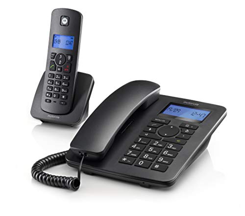 Motorola C4201 Combo - Teléfono Fijo + Teléfono Inalámbrico - Manos Libres y Pantalla retroiluminada