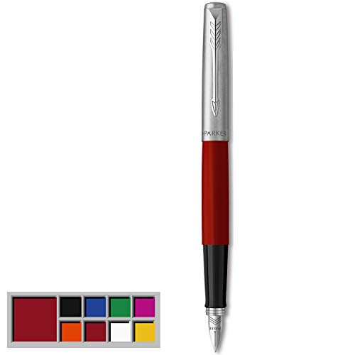 Parker Jotter Originals Pluma Estilográfica, Acabado Rojo Clásico, Plumín Mediano, Tinta Negra Y Azul Parker Jotter Originals Pluma Estilográfica, Acabado Rojo Clásico, Plumín Mediano, Tinta Negra Y Azul